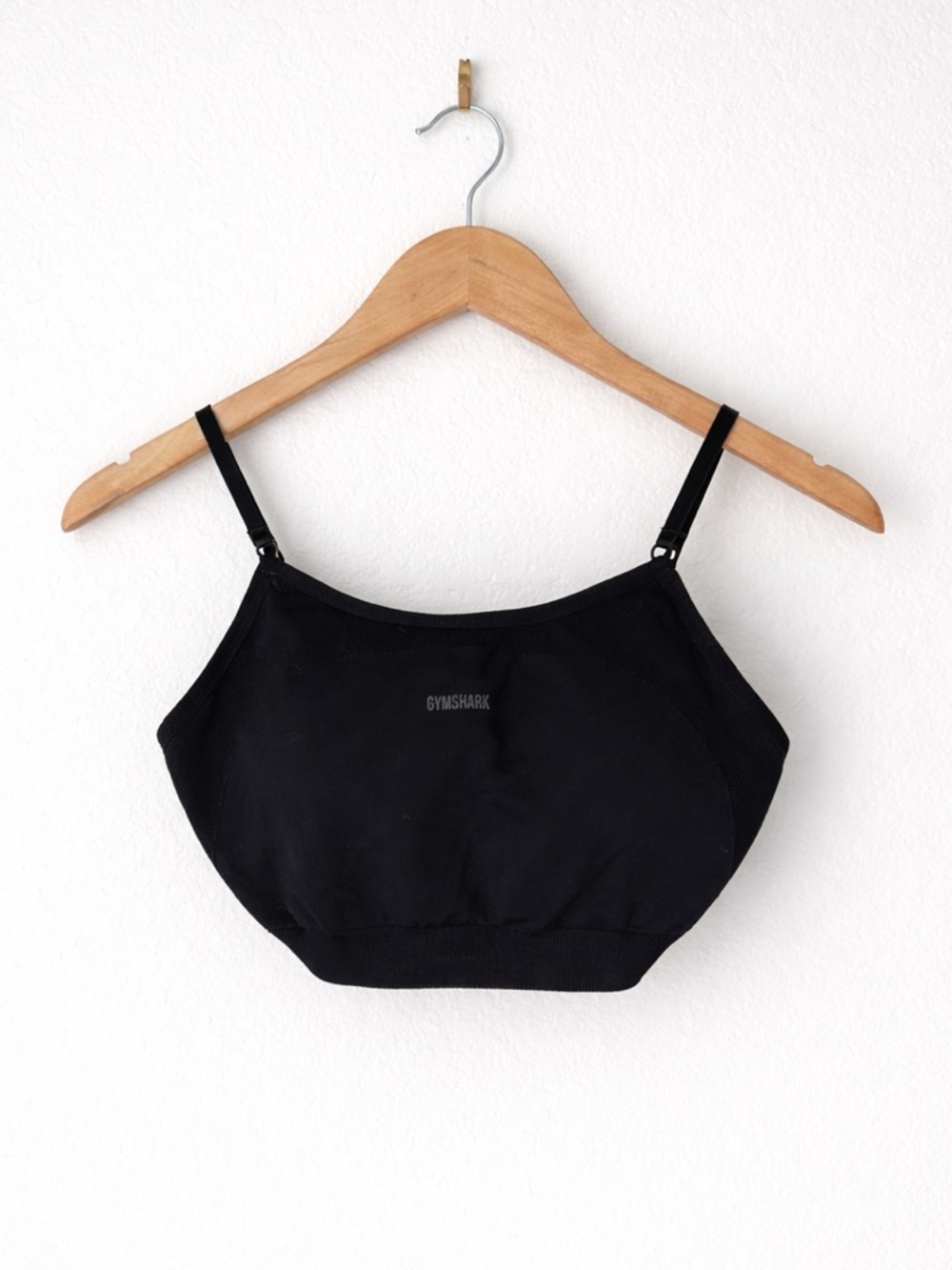 Gymshark Black Sports Bra Logo Back Adjustable Straps Athletic Size M